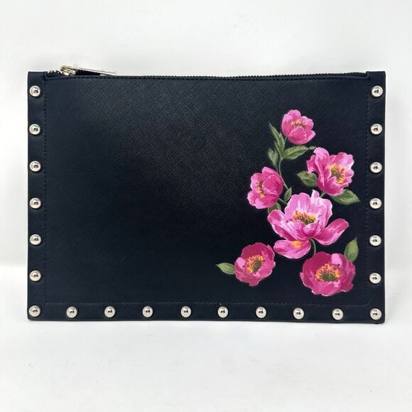 WHITE HOUSE BLACK MARKET FLORAL STUDDED POUCH BAG CLUTCH‎ WITH STRAP - Picture 8 of 8
